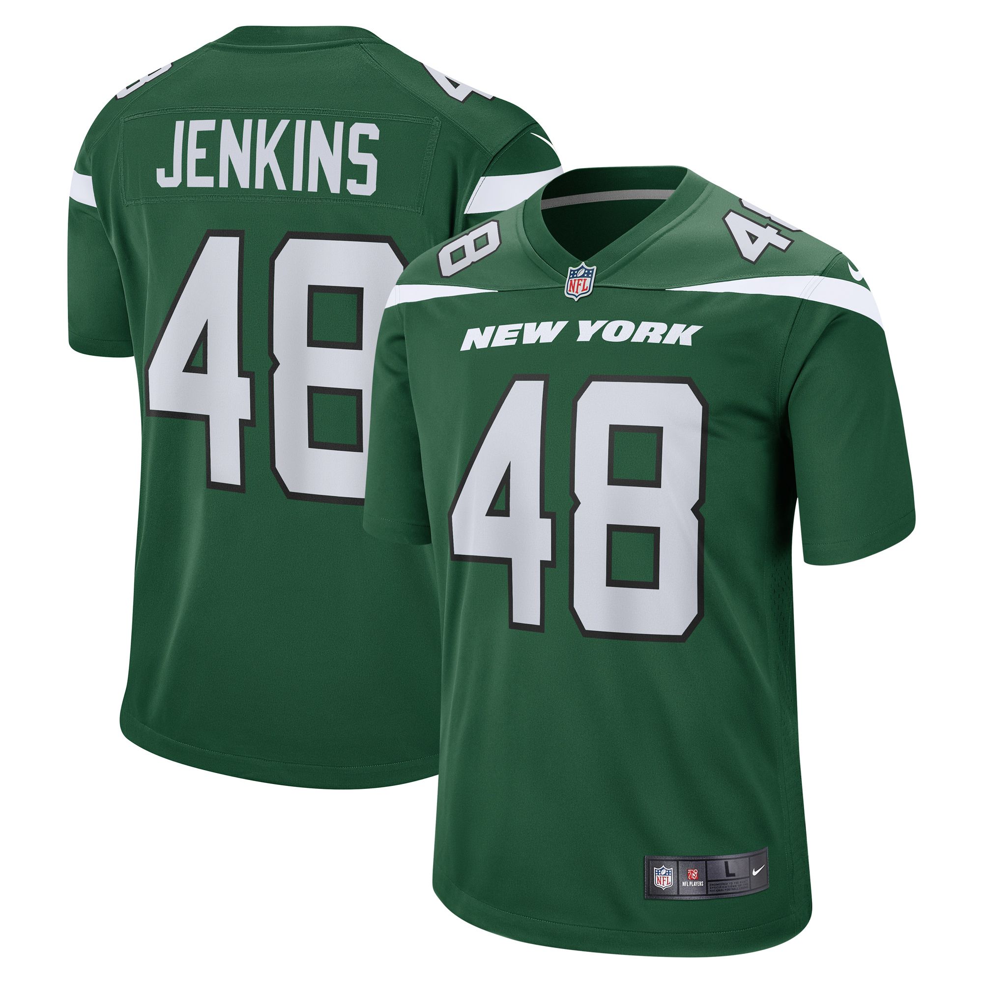 Men New York Jets #48 Jordan Jenkins Nike Gotham Green Game NFL Jersey